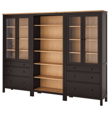 Kombinacja regałowa z drzw/szuf, czarnybrąz/jasnobrązowy HEMNES 493.365.67