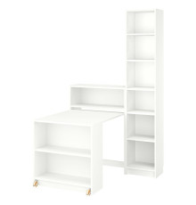 Книжный шкаф с раздвижным столом, белый, BILLY 495.906.57