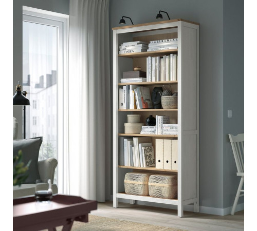 Regał, biała bejca/jasnobrązowy HEMNES 604.135.02