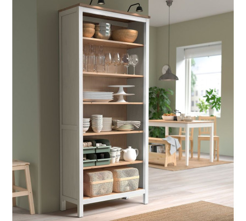 Regał, biała bejca/jasnobrązowy HEMNES 604.135.02