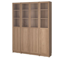 Kombinacja regałowa drz panel/szkl, imit. dębu BILLY / OXBERG 794.835.47