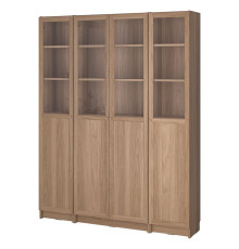 Kombinacja regałowa drz panel/szkl, imit. dębu BILLY / OXBERG 794.835.47