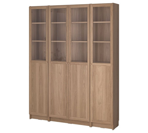 Kombinacja regałowa drz panel/szkl, imit. dębu BILLY / OXBERG 794.835.47