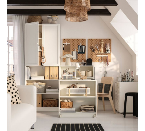 Regał z rozkładanym stołem, biały BILLY / OXBERG 795.906.51