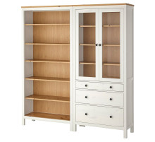 Kombinacja regałowa z drzw/szuf, biały/bejca jasnobrązowa HEMNES 796.499.82
