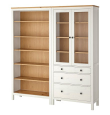Kombinacja regałowa z drzw/szuf, biały/bejca jasnobrązowa HEMNES 796.499.82