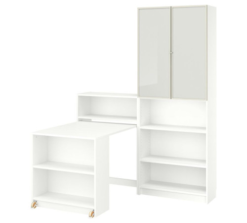 Regał z rozkładanym stołem, biały BILLY / HÖGBO 895.907.40