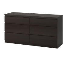 Комод, 6 ящиков, черно-коричневый KULLEN 003.092.35