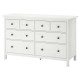 Комод, 8 ящиков, белая морилка, HEMNES 102.392.80