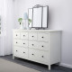 Комод, 8 ящиков, белая морилка, HEMNES 102.392.80