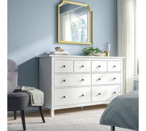 Комод, 8 ящиков, белая морилка, HEMNES 102.392.80