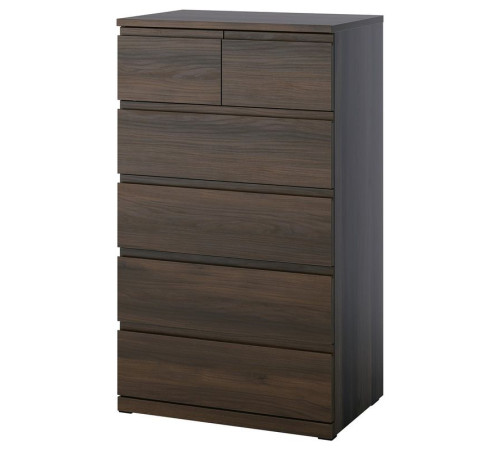 Komoda, 6 szuflad, ciemnobrązowy/imit. dębu STORKLINTA 206.275.57