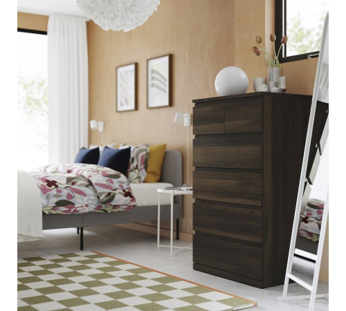 Komoda, 6 szuflad, ciemnobrązowy/imit. dębu STORKLINTA 206.275.57