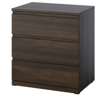 Komoda, 3 szuflady, ciemnobrązowy/imit. dębu STORKLINTA 506.275.51