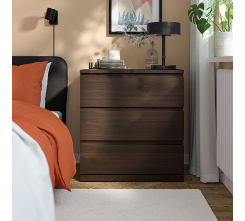 Komoda, 3 szuflady, ciemnobrązowy/imit. dębu STORKLINTA 506.275.51