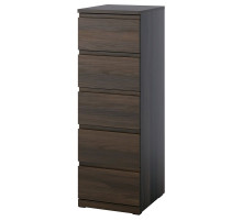 Komoda, 5 szuflad, ciemnobrązowy/imit. dębu STORKLINTA 606.275.55