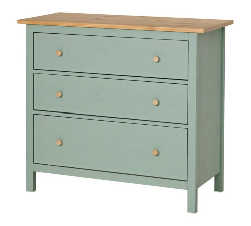 Komoda, 3 szuflady, szarozielony/bejca jasnobrązowa HEMNES 706.107.38