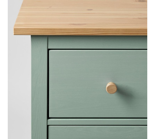 Komoda, 3 szuflady, szarozielony/bejca jasnobrązowa HEMNES 706.107.38