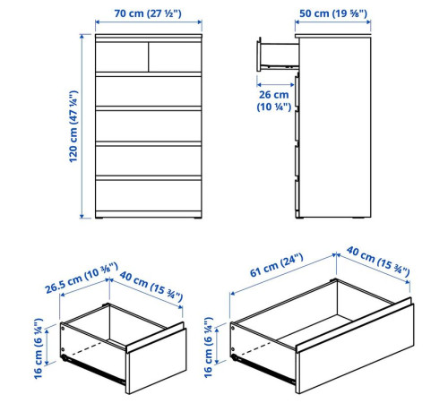 Komoda, 6 szuflad, biały STORKLINTA 706.275.45