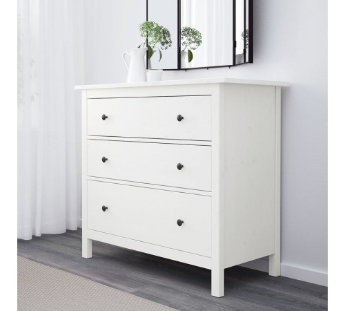 Комод, 3 ящика, белая морилка HEMNES 804.247.45