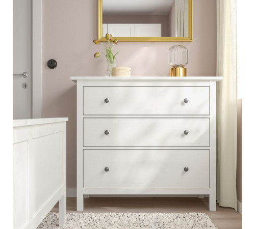 Комод, 3 ящика, белая морилка HEMNES 804.247.45