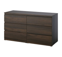 Komoda, 6 szuflad, ciemnobrązowy/imit. dębu STORKLINTA 806.275.59