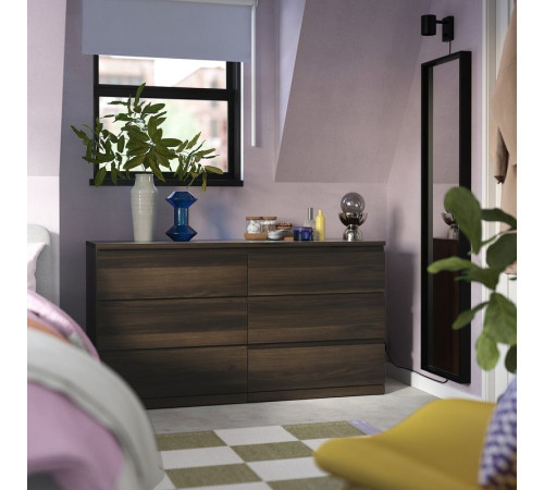 Komoda, 6 szuflad, ciemnobrązowy/imit. dębu STORKLINTA 806.275.59