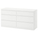 Комод, 6 ящиков, белый KULLEN 903.092.45