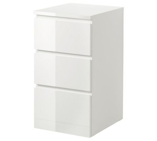 Komoda, 3 szuflady, połysk biały MALM 904.240.52