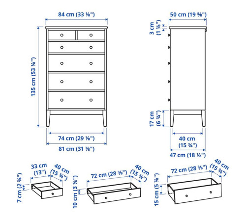 Komoda, 6 szuflad, ciemnobrązowy bejcowane IDANÄS 004.586.97