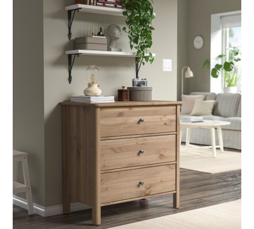Komoda, 3 szuflady, szarobrązowy bejcowane STOREMOLLA 305.909.16