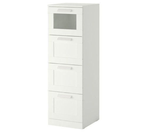 Komoda, 4 szuflady, biały/szkło matowe BRIMNES 403.920.44