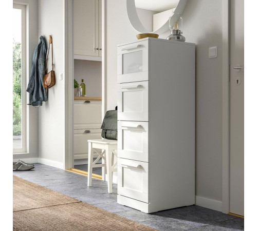 Komoda, 4 szuflady, biały/szkło matowe BRIMNES 403.920.44