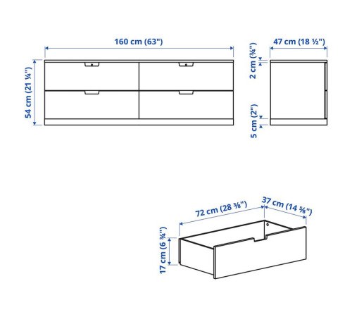 Комод, 4 ящика, белый NORDLI 492.394.96