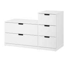 Комод, 5 ящиков, белый NORDLI 492.480.33