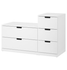 Комод, 5 ящиков, белый NORDLI 492.480.33