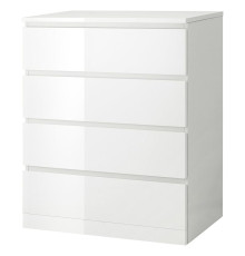 Комод, 4 ящика, глянцевый белый MALM 504.240.54
