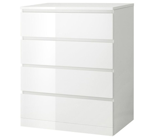 Komoda, 4 szuflady, połysk biały MALM 504.240.54