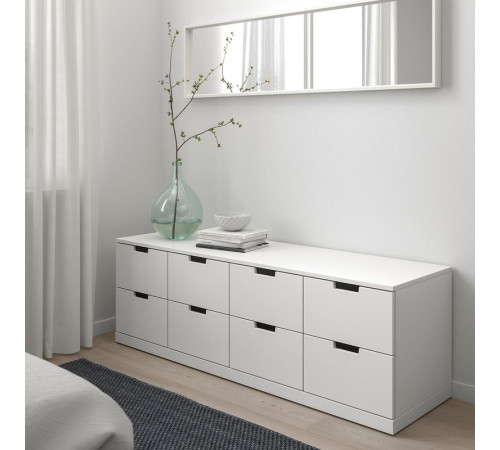 Комод, 8 ящиков, белый NORDLI 592.395.04