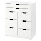 Komoda, 8 szuflad, biały NORDLI 693.368.87