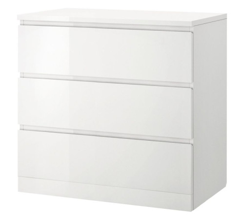 Komoda, 3 szuflady, połysk biały MALM 704.240.53