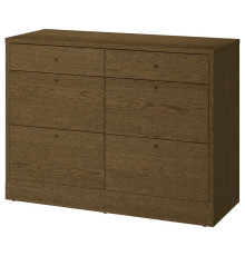 Комод, 6 ящиков, шпон дуба, тонированный в коричневый цвет, TONSTAD 706.146.23