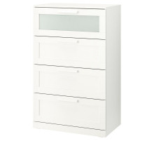 Komoda, 4 szuflady, biały/szkło matowe BRIMNES 903.920.46