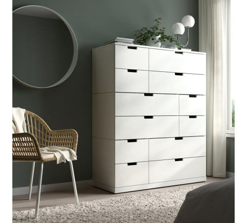 Komoda,12 szuflad, biały NORDLI 992.394.89