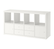 Полка с 4 вставками, белая, KALLAX 592.783.07