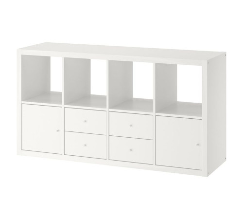 Полка с 4 вставками, белая, KALLAX 592.783.07