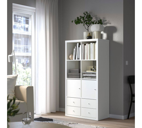 Полка с 4 вставками, белая, KALLAX 592.783.07