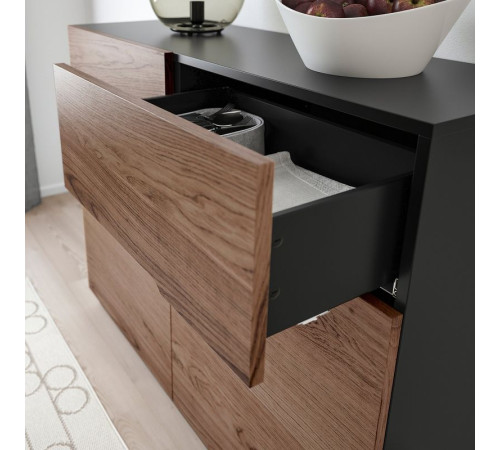 Kredens, czarny/okl dęb brązowa bejca KLACKENÄS 905.067.50