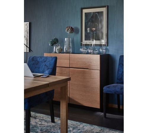 Kredens, czarny/okl dęb brązowa bejca KLACKENÄS 905.067.50
