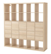 Полка с 10 вставками, имитация белого дуба, KALLAX 091.976.05